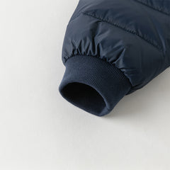 Dave&Bella Toddler Boys Winter Navy Blue Outdoor Windproof Faux Two-piece Down Jacket