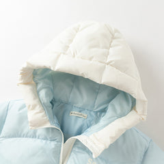 Dave&Bella Toddler Boys Winter Ice Blue Print Outwear Windproof Hooded Cozy Down Coats