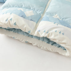 Dave&Bella Toddler Boys Winter Ice Blue Print Outwear Windproof Hooded Cozy Down Coats