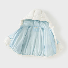 Dave&Bella Toddler Boys Winter Ice Blue Print Outwear Windproof Hooded Cozy Down Coats