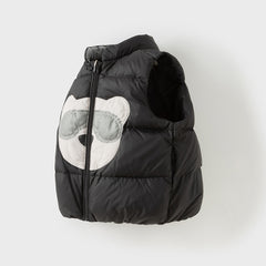 Dave&Bella Toddler Boys Winter Black Cute Windproof Turtle Sleeveless Down Vests Tops