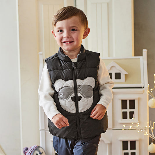 Dave&Bella Toddler Boys Winter Black Cute Windproof Turtle Sleeveless Down Vests Tops