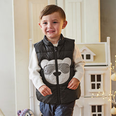 Dave&Bella Toddler Boys Winter Black Cute Windproof Turtle Sleeveless Down Vests Tops