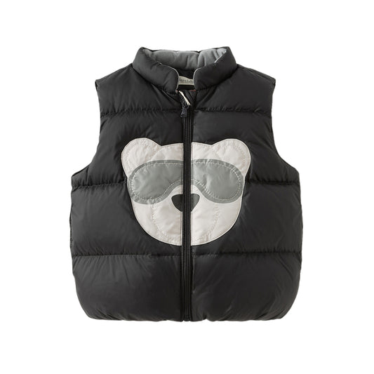 Dave&Bella Toddler Boys Winter Black Cute Windproof Turtle Sleeveless Down Vests Tops