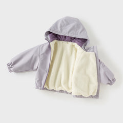 Dave&Bella Toddler Girls/Boys Winter Green/Purple Outwear Soft Plush-lined Hooded Coats