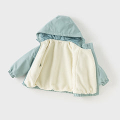 Dave&Bella Toddler Girls/Boys Winter Green/Purple Outwear Soft Plush-lined Hooded Coats