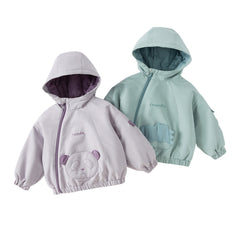 Dave&Bella Toddler Girls/Boys Winter Green/Purple Outwear Soft Plush-lined Hooded Coats