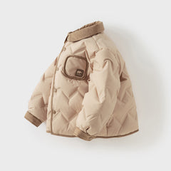 Dave&Bella Toddler Boys Winter Khaki Outdoor Windproof Turtle Cozy Down Coats