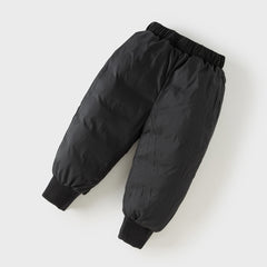 Dave&Bella Toddler Boys Winter Carbon Black Versatile Cozy Down Drawstring Pants