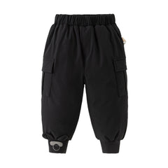 Dave&Bella Toddler Boys Winter Carbon Black Versatile Cozy Down Drawstring Pants