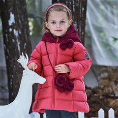 Dave&Bella Toddler Girls Winter Adorable Outwear Mid-length Warm Down Coats(wallet bag)