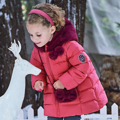 Dave&Bella Toddler Girls Winter Adorable Outwear Mid-length Warm Down Coats(wallet bag)