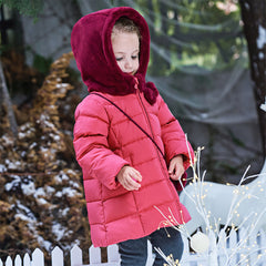 Dave&Bella Toddler Girls Winter Adorable Outwear Mid-length Warm Down Coats(wallet bag)