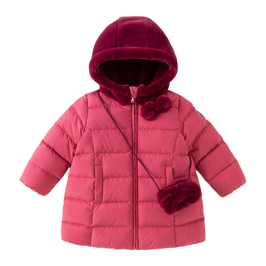 Dave&Bella Toddler Girls Winter Adorable Outwear Mid-length Warm Down Coats(wallet bag)