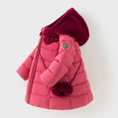 Dave&Bella Toddler Girls Winter Adorable Outwear Mid-length Warm Down Coats(wallet bag)