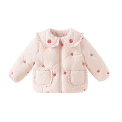 Dave&Bella Toddler Girls Winter Pink Strawberry Print Outwear Windproof Warm Down Coats