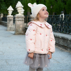 Dave&Bella Toddler Girls Winter Pink Strawberry Print Outwear Windproof Warm Down Coats