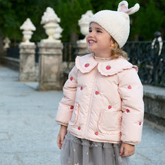 Dave&Bella Toddler Girls Winter Pink Strawberry Print Outwear Windproof Warm Down Coats