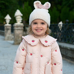 Dave&Bella Toddler Girls Winter Pink Strawberry Print Outwear Windproof Warm Down Coats