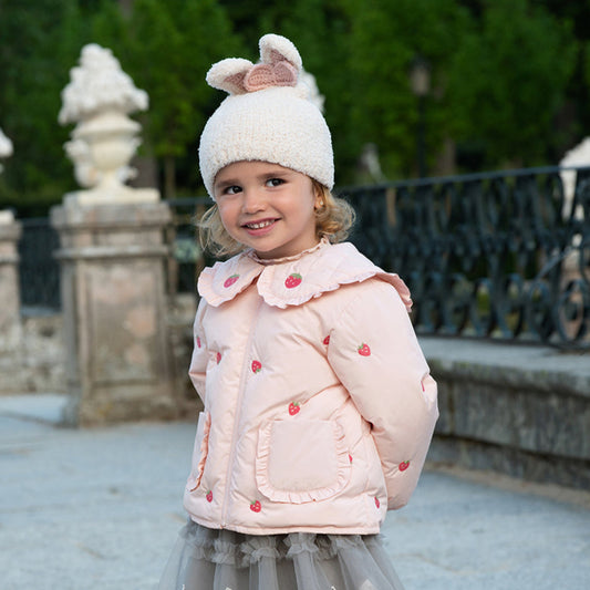 Dave&Bella Toddler Girls Winter Pink Strawberry Print Outwear Windproof Warm Down Coats