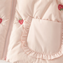 Dave&Bella Toddler Girls Winter Pink Strawberry Print Outwear Windproof Warm Down Coats