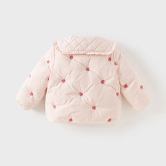 Dave&Bella Toddler Girls Winter Pink Strawberry Print Outwear Windproof Warm Down Coats