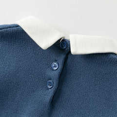 Dave&Bella Toddler Boys Winter Dark Blue Pure Cotton Formal Pullover Sweaters Tops