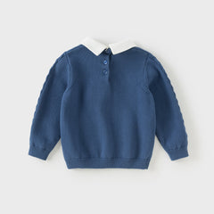 Dave&Bella Toddler Boys Winter Dark Blue Pure Cotton Formal Pullover Sweaters Tops