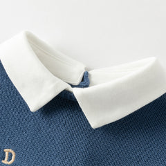 Dave&Bella Toddler Boys Winter Dark Blue Pure Cotton Formal Pullover Sweaters Tops