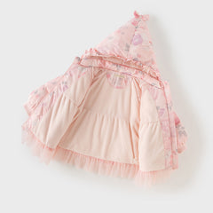 Dave&Bella Toddler Girls Winter Pink Floral Hooded Outdoor Down Coats