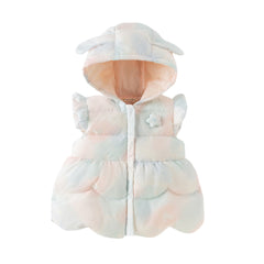Dave&Bella Toddler Girls Autumn/Winter Adorable Gradient Hooded Waterproof Down Vests