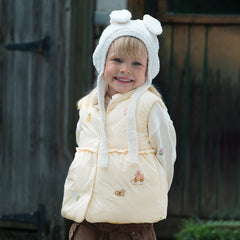 Dave&Bella Toddler Girls Winter Charming Moonlight Yellow Turtle Down Vest Tops