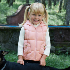 Dave&Bella Toddler Girls Winter Sweet Purple Pink Outdoor Windproof Down Hooded Vests