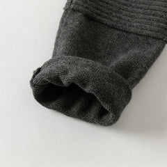 Dave&Bella Toddler Boys Autumn Dark Grey Cotton Soft Drawstring Woolen Pants