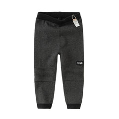 Dave&Bella Toddler Boys Autumn Dark Grey Cotton Soft Drawstring Woolen Pants