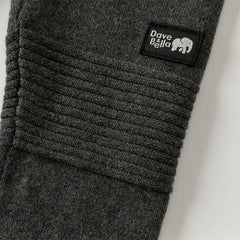 Dave&Bella Toddler Boys Autumn Dark Grey Cotton Soft Drawstring Woolen Pants