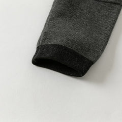 Dave&Bella Toddler Boys Autumn Dark Grey Cotton Soft Drawstring Woolen Pants