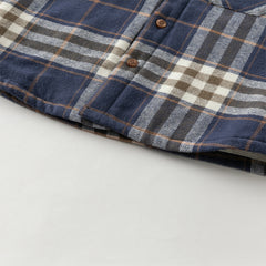 Dave&Bella Toddler Boys Navy Blue Plaid Hooded Padded Coats