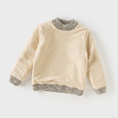 Dave&Bella Kids Boys Classic Coffee Brown Turtle Plush-lined Cozy Sweaters Tops