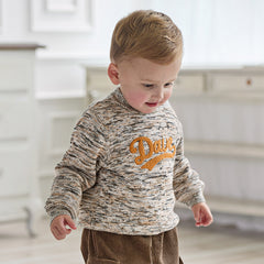 Dave&Bella Kids Boys Classic Coffee Brown Turtle Plush-lined Cozy Sweaters Tops