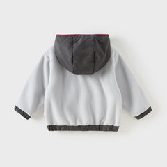 Dave&Bella Toddler Boys Grey Longsleeved Warm Padded Hooded Sweatshirts Tops