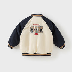 Dave&Bella Toddler Boys Winter Cool Navy Blue Outdoor Outwear Padded Baseball Coats