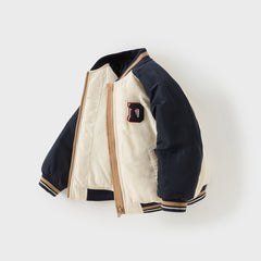 Dave&Bella Toddler Boys Winter Cool Navy Blue Outdoor Outwear Padded Baseball Coats