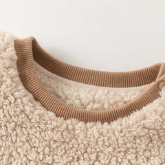 Dave&Bella Toddler Boys Soft Plush Khaki Long-sleeved Warm Pajamas