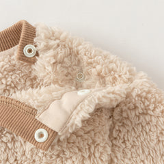 Dave&Bella Toddler Boys Soft Plush Khaki Long-sleeved Warm Pajamas