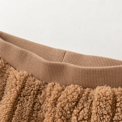 Dave&Bella Toddler Boys Soft Plush Khaki Long-sleeved Warm Pajamas