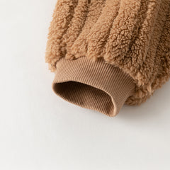 Dave&Bella Toddler Boys Soft Plush Khaki Long-sleeved Warm Pajamas