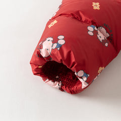 Dave&Bella Toddler Girls Winter Red Cute Cat Print Outdoor Soft Plush Turtle Down Coats