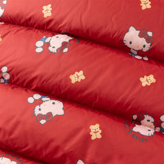 Dave&Bella Toddler Girls Winter Red Cute Cat Print Outdoor Soft Plush Turtle Down Coats