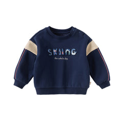 Dave&Bella Toddler Boys Winter Playful Starry Blue Plush-lined Sweatshirts Tops